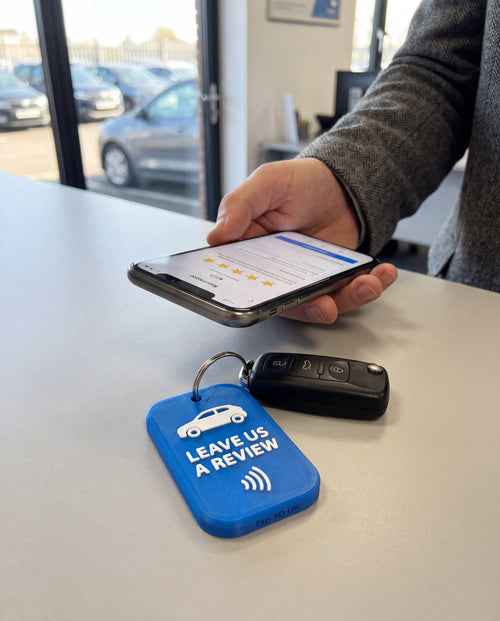 Custom 3D-printed NFC keyrings with a business logo
